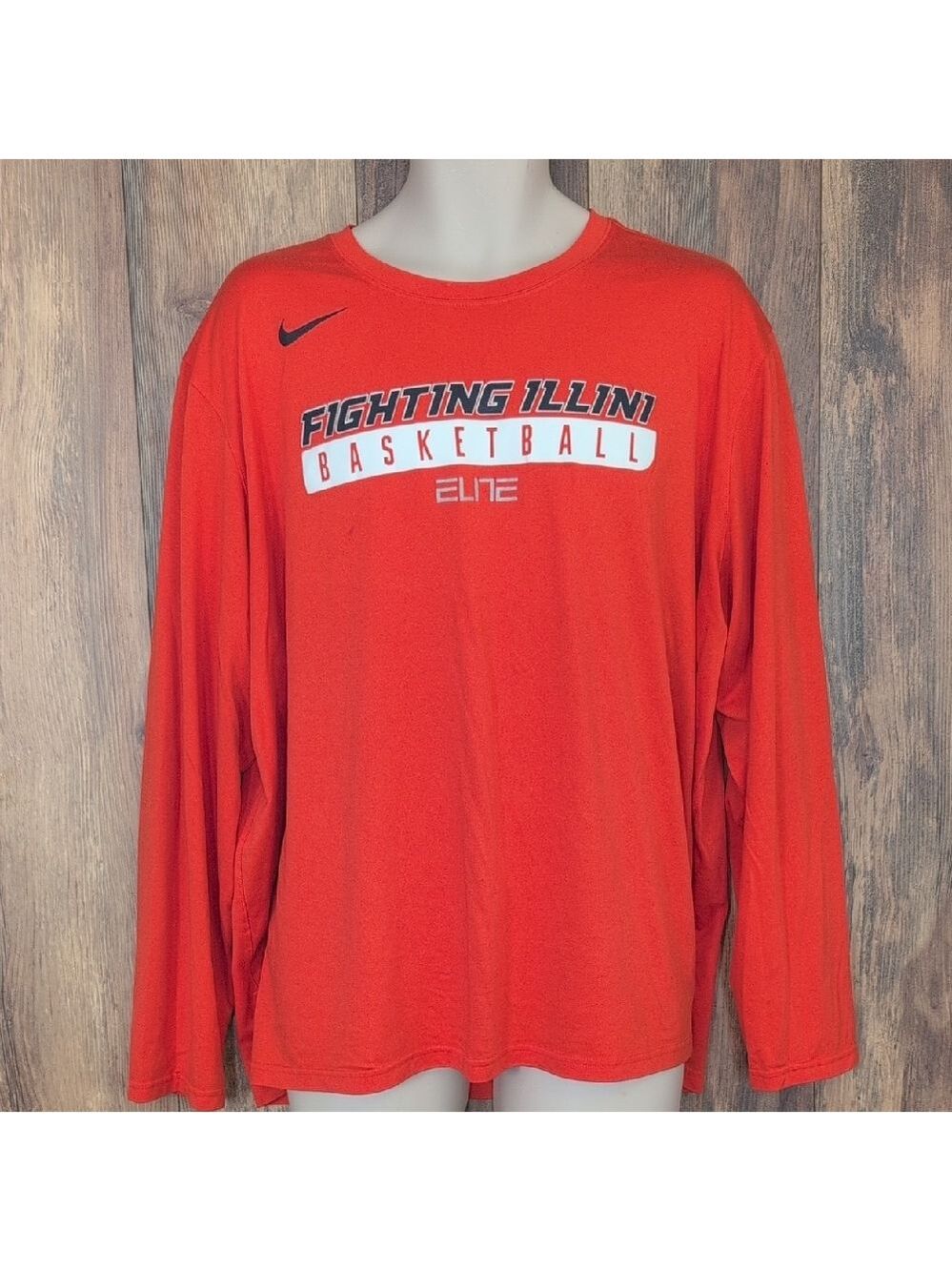 Nike Orange Fighting Illini Basketball Long Sleeve Tee XXL M304